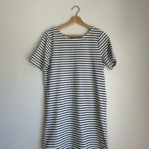 Black and White Striped Short Sleeve Dress